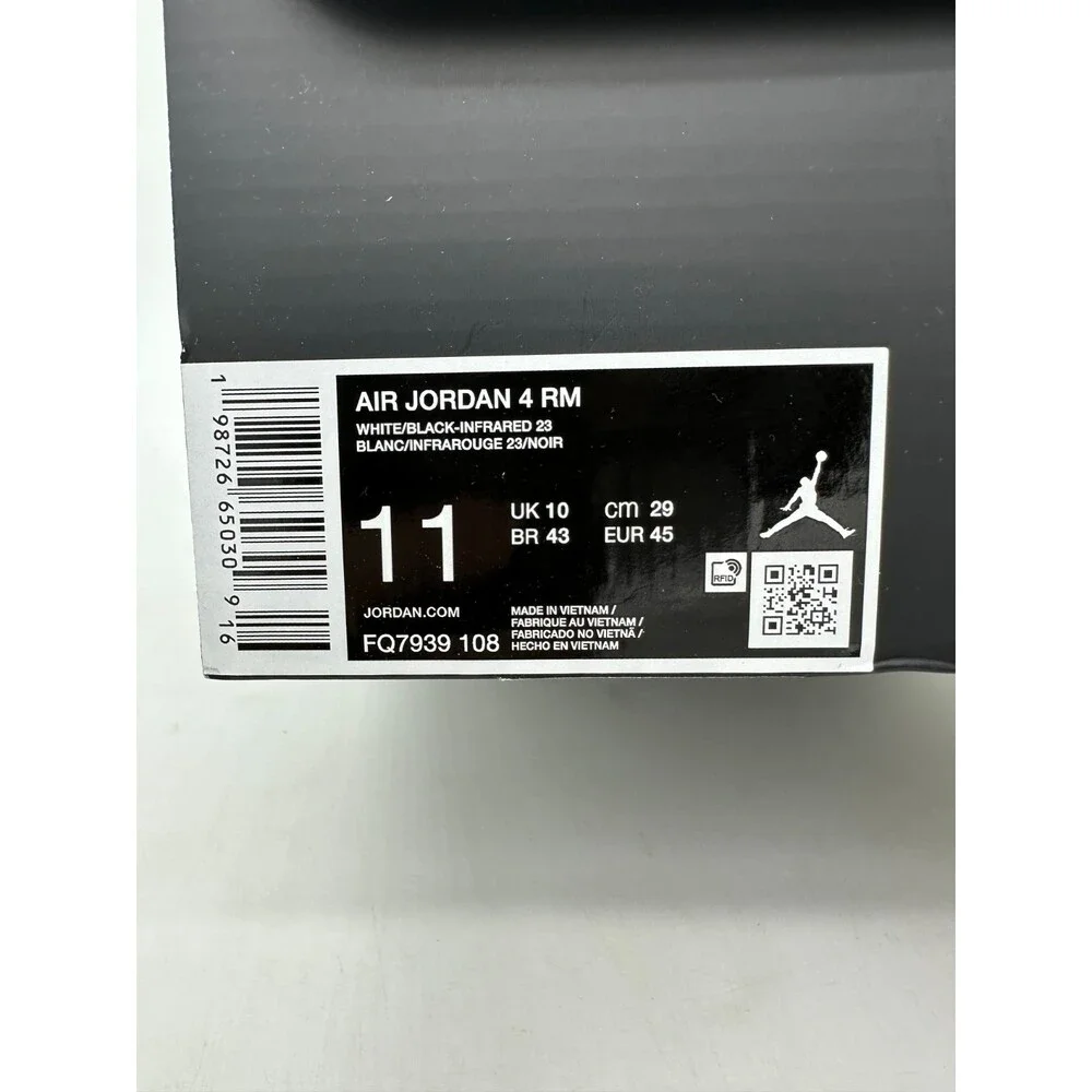 Air Jordan 4 RM Men's Size 11 White Grey Suede Athletic Shoes FQ7939 108